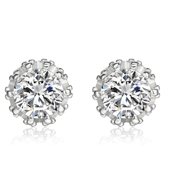 3/$35 💗 Swarovski Crystals 2-CTW Crown Stud Earrings - Picture 2 of 6
